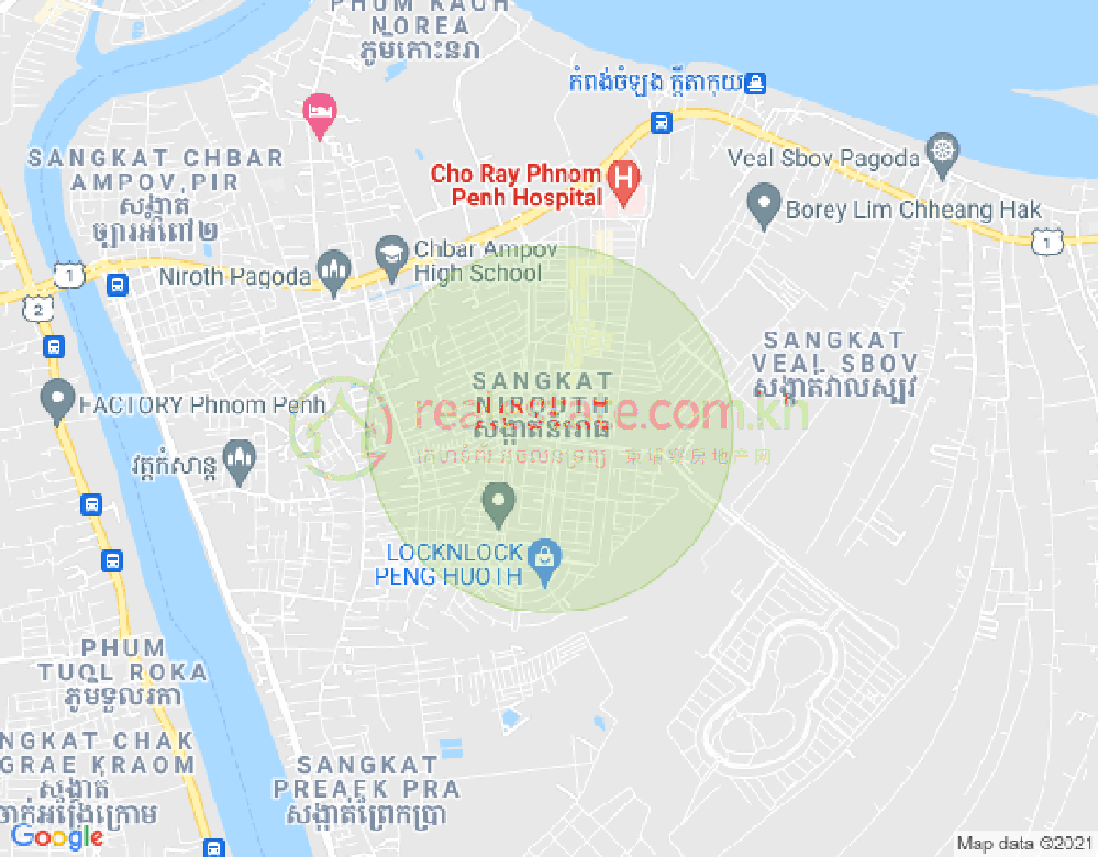 Mapa: Nirouth, Chbar Ampov, Phnom Penh