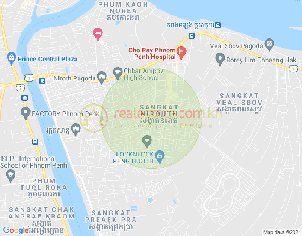 Map of Nirouth, Chbar Ampov, Phnom Penh