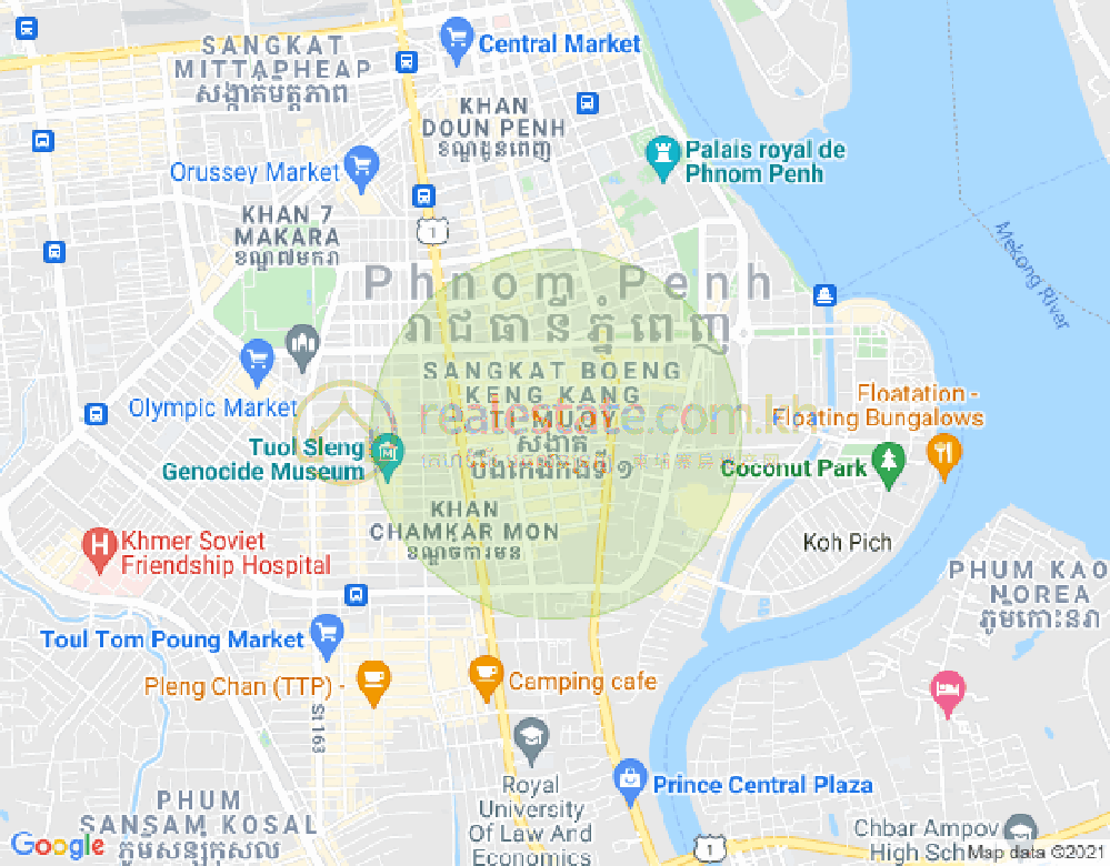 万景岗1分区（BKK1), 波哥堪, 金边地图