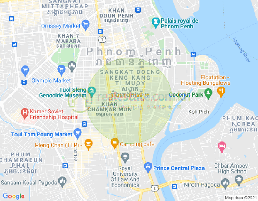 Mapa: BKK 1, Boeng Keng Kang, Phnom Penh