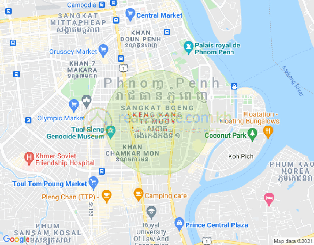 万景岗1分区（BKK1), 波哥堪, 金边地图