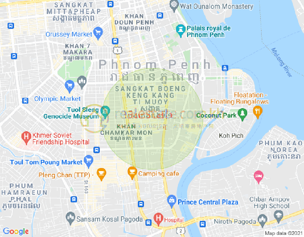 万景岗1分区（BKK1), 波哥堪, 金边地图
