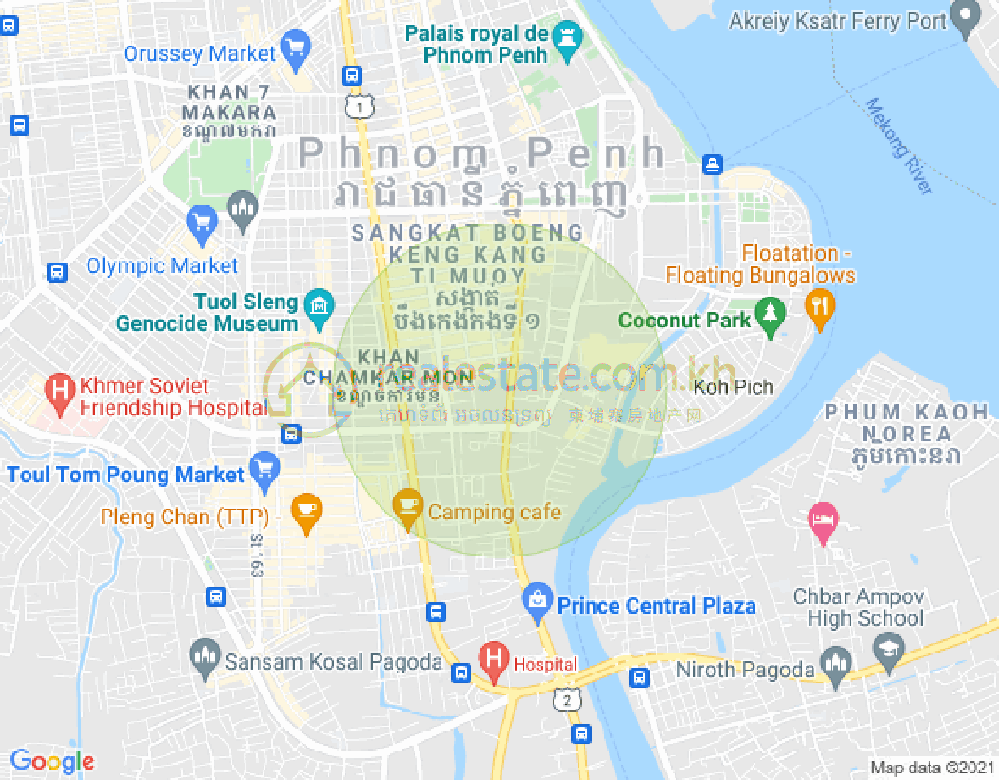 Карта Тонле Бассак, Чамкармон, Пномпень