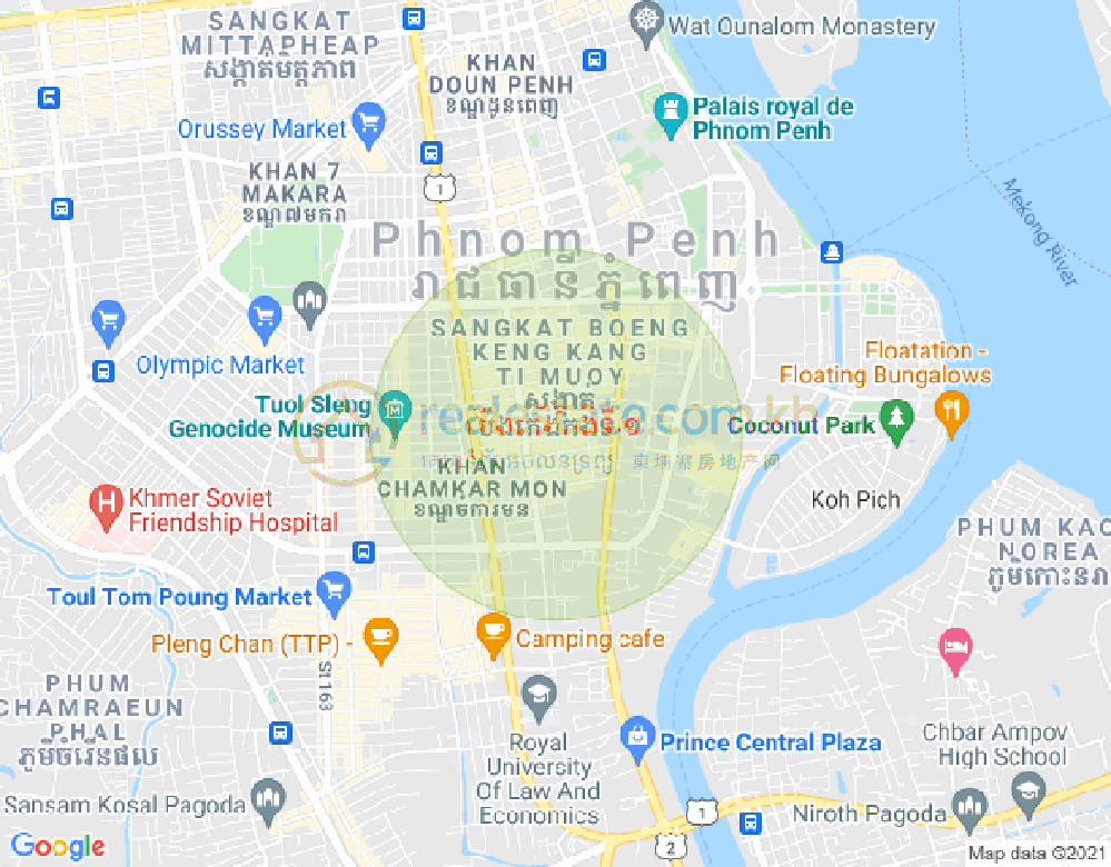 BKK 1, ボンケンコン, プノンペンの地図