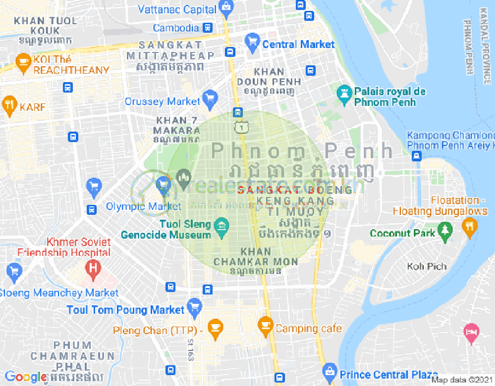 万景岗2分区（BKK2), 波哥堪, 金边地图
