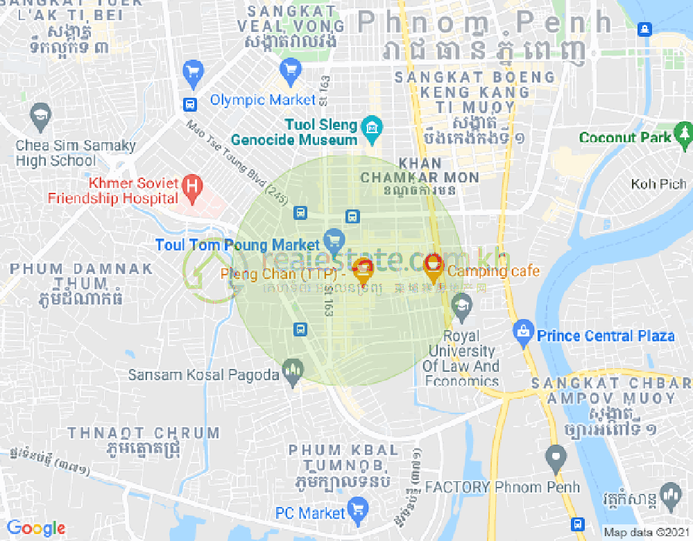 トゥールトンポン1, チャムカモン, プノンペンの地図