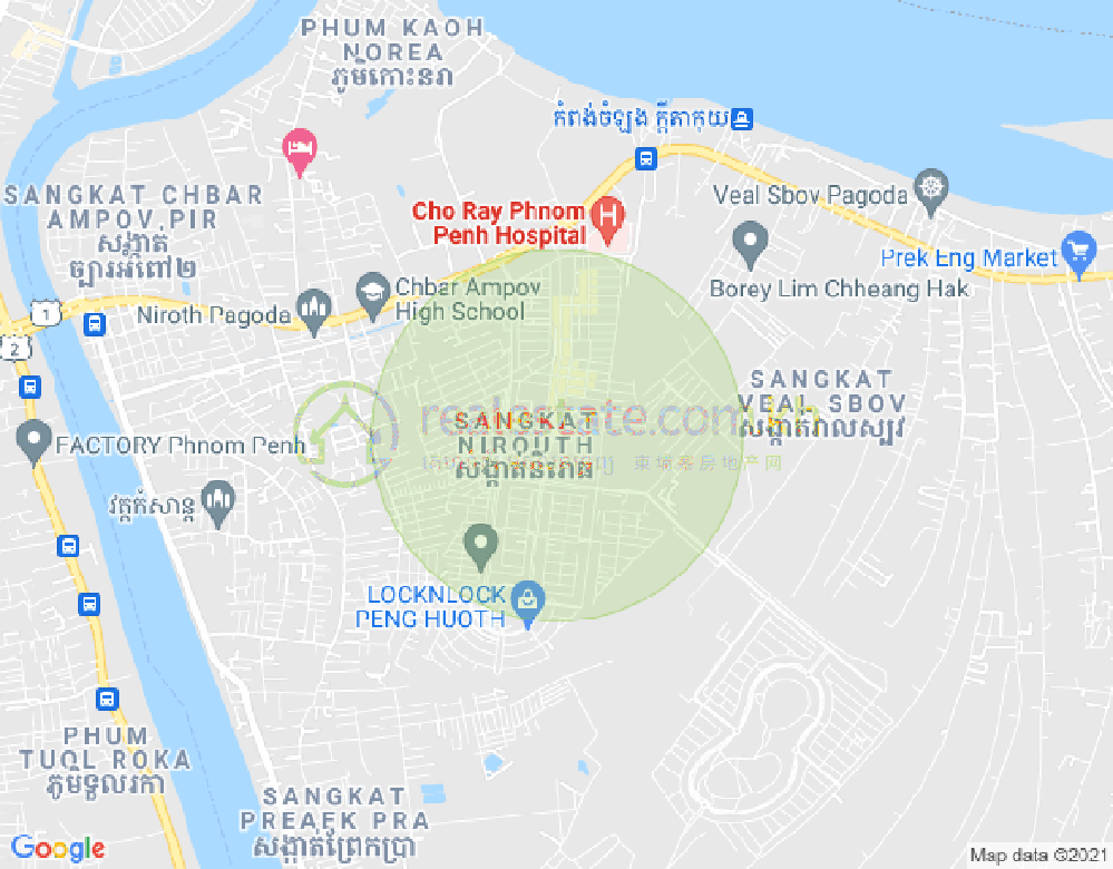 Mapa: Nirouth, Chbar Ampov, Phnom Penh