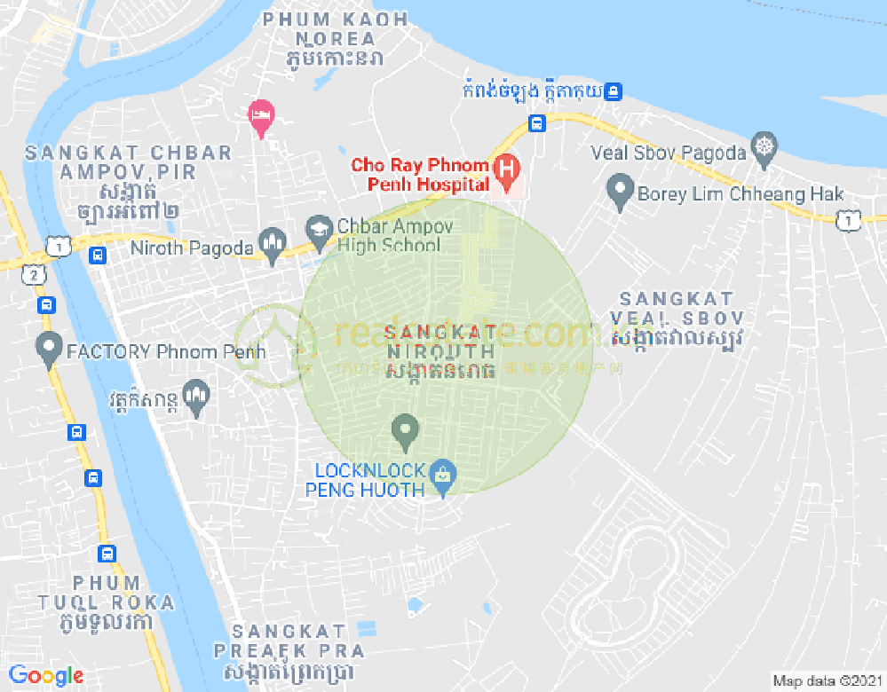 Mapa: Nirouth, Chbar Ampov, Phnom Penh