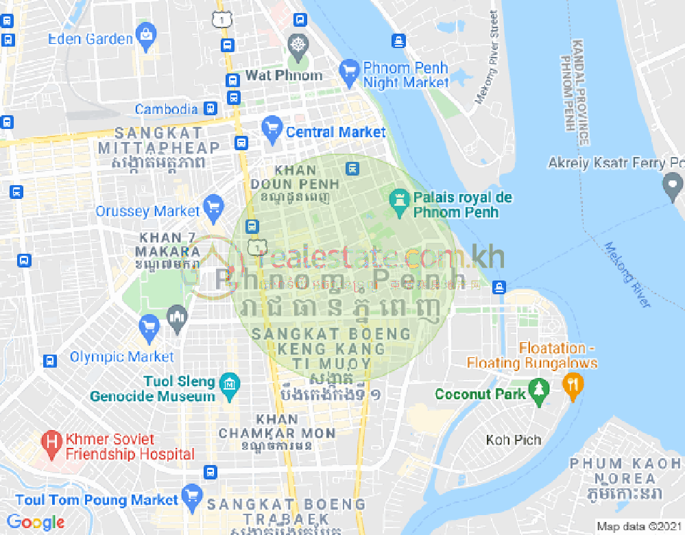四臂湾分区, 隆边区, 金边地图