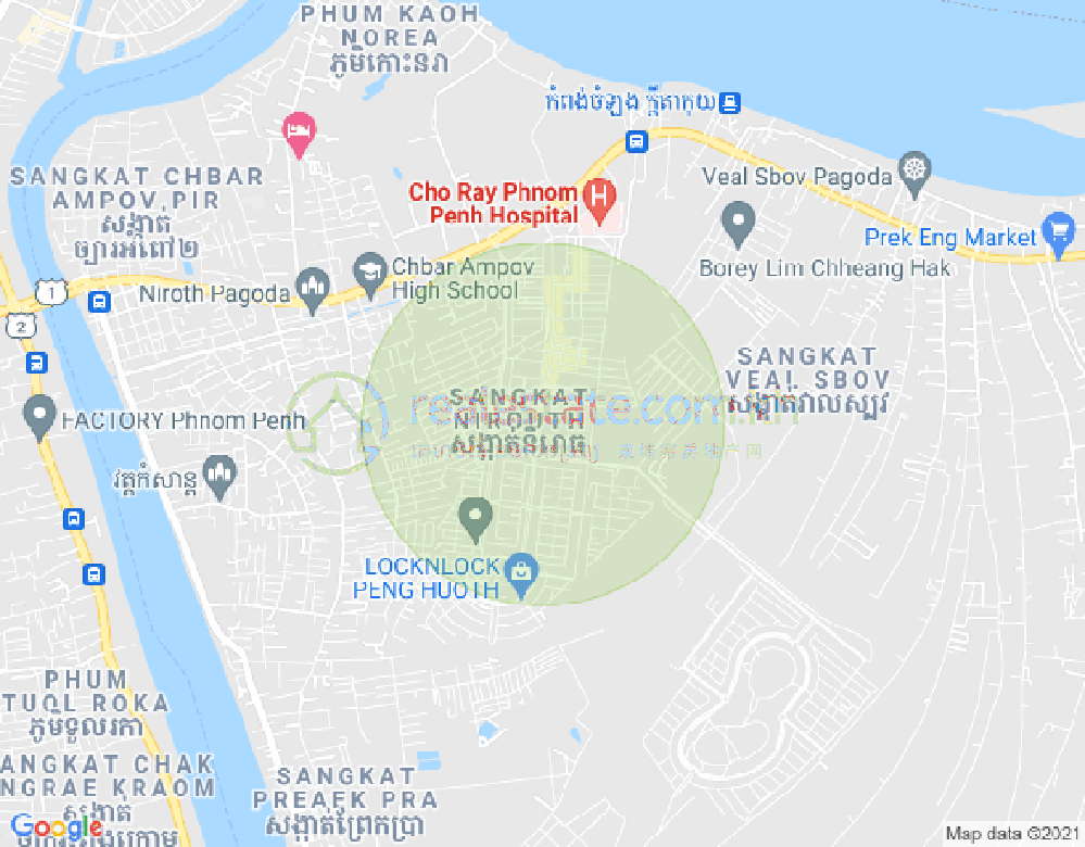 Mapa: Nirouth, Chbar Ampov, Phnom Penh