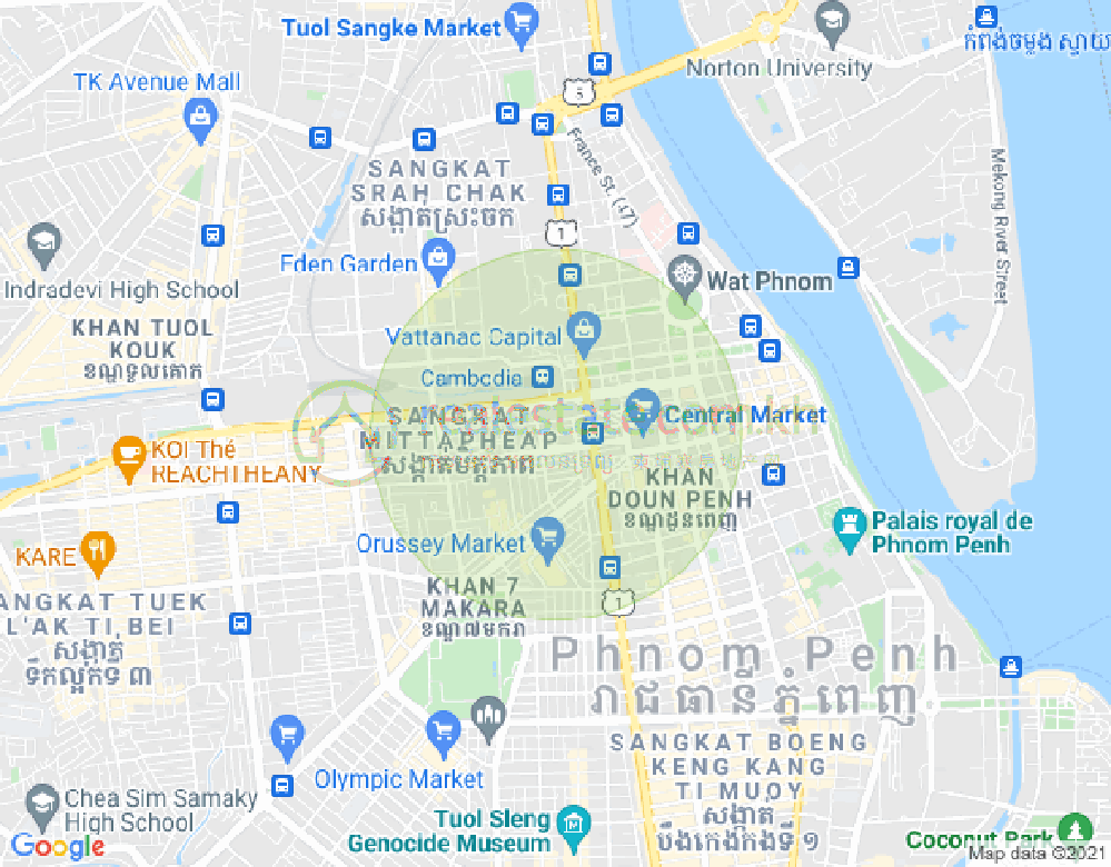 Mapa: Phsar Thmei II, Daun Penh, Phnom Penh