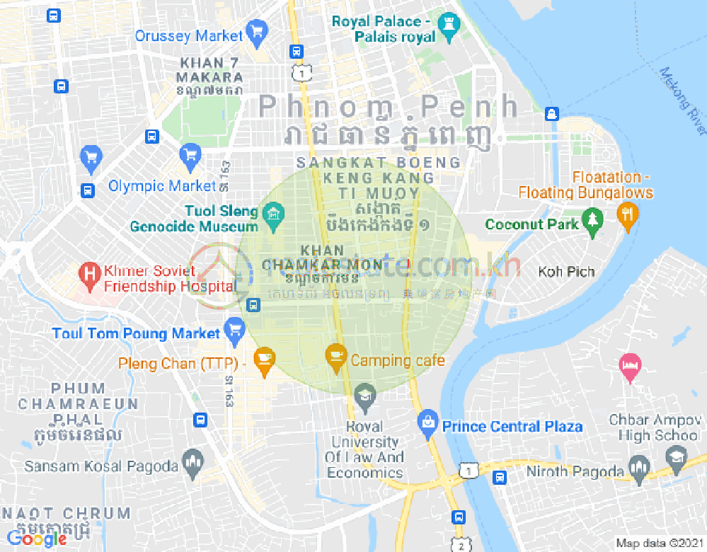 Mapa: BKK 1, Boeng Keng Kang, Phnom Penh
