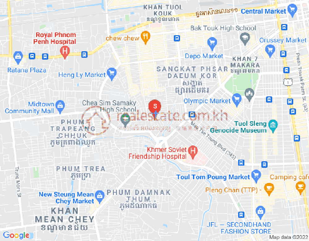 완샤랑구역, 노곡구, 프놈펜 지도