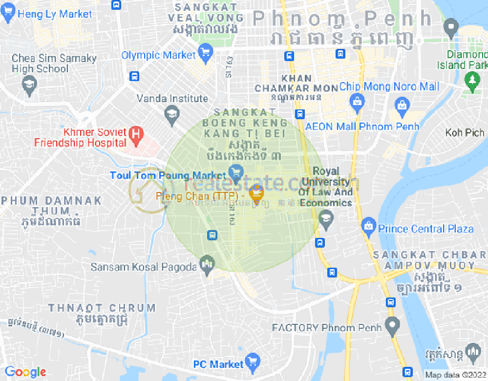 Карта PROPERTIES DABEST, Тул Том Пунг 1, Чамкармон, Пномпень