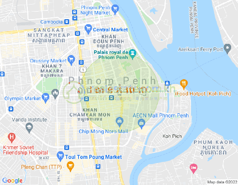 Карта PROPERTIES  DABEST, БКК 1, Бынг Кенг Канг, Пномпень