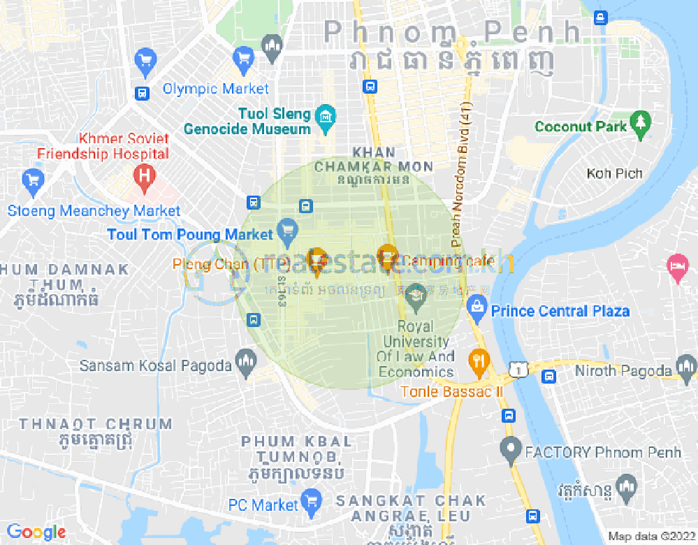 ボエントラベク, チャムカモン, プノンペンの地図