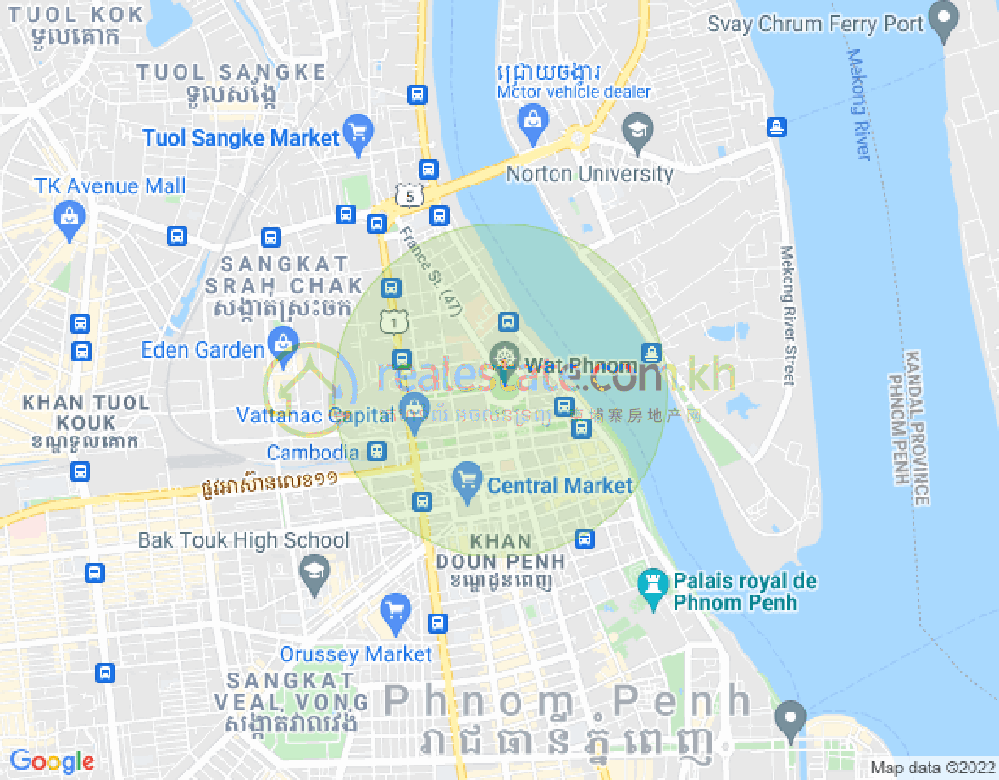 Map of Properties   Dabest, Tonle Bassac, Chamkarmon, Phnom Penh