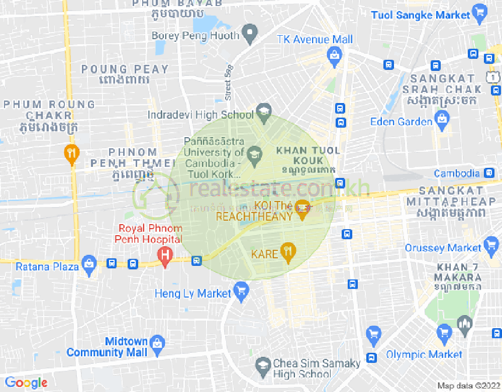Map of Boeung Kak 2, Toul Kork, Phnom Penh