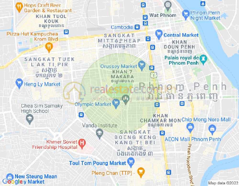 PROPERTIES DABEST, トゥールトンポン1, チャムカモン, プノンペンの地図