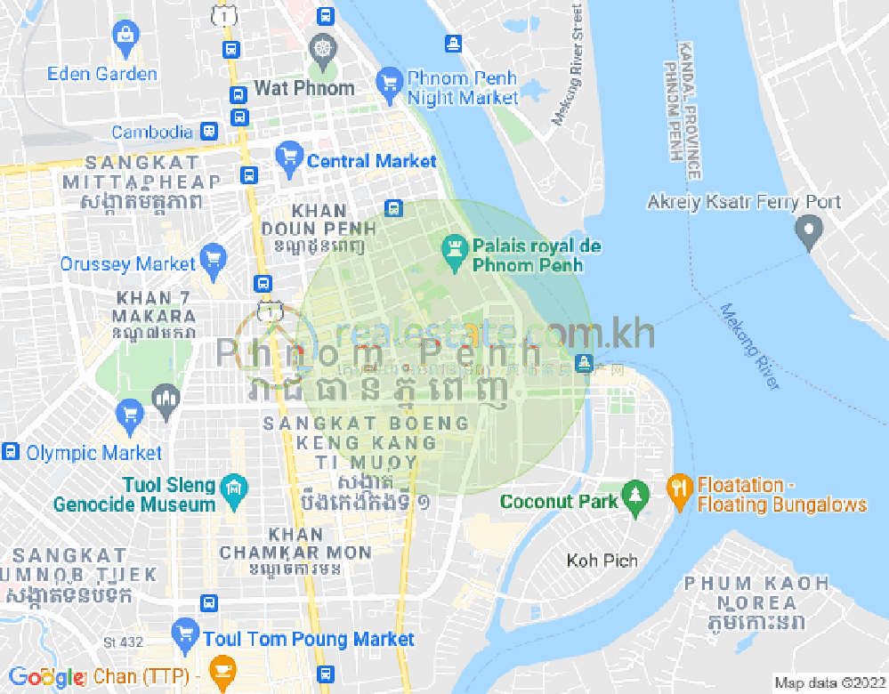 Mapa: Properties   Dabest, Boeng Reang, Daun Penh, Phnom Penh