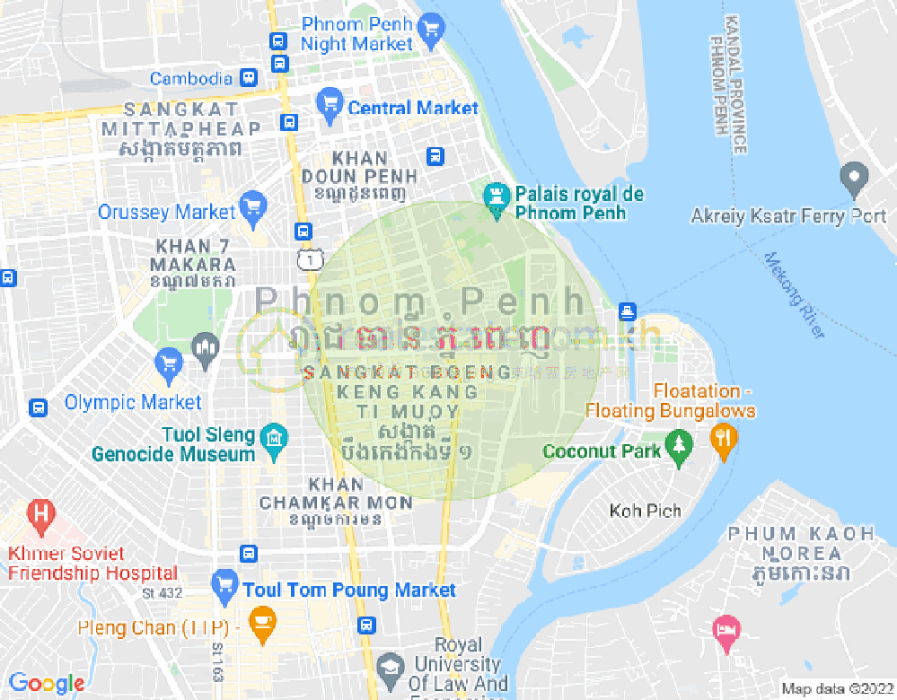 แผนที่ DaBest Properties, ปซาร์กันดาล 1, ดวนป็ญ, พนมเปญ