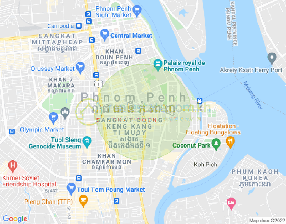 dabest Properties, 시모가모1구역, 룽볜구, 프놈펜 지도