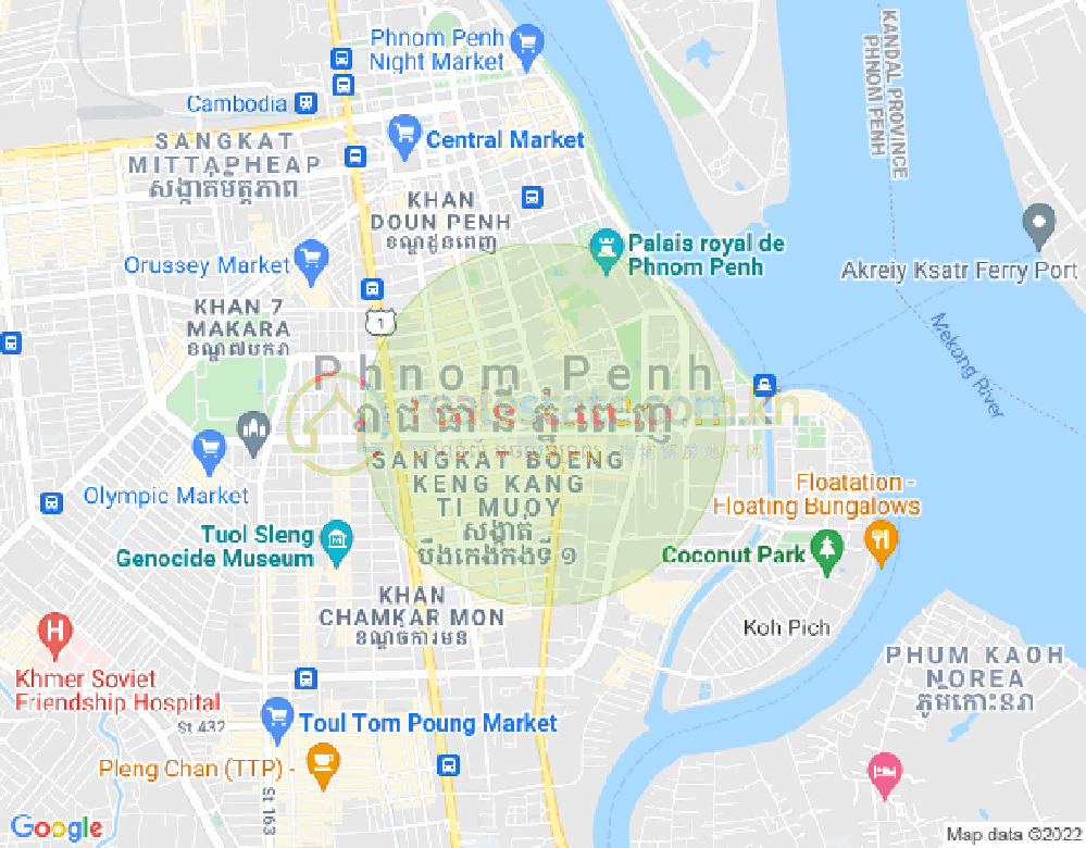 Mapa: PROPERTIES CAMBODIA DABEST, Tonle Bassac, Chamkarmon, Phnom Penh