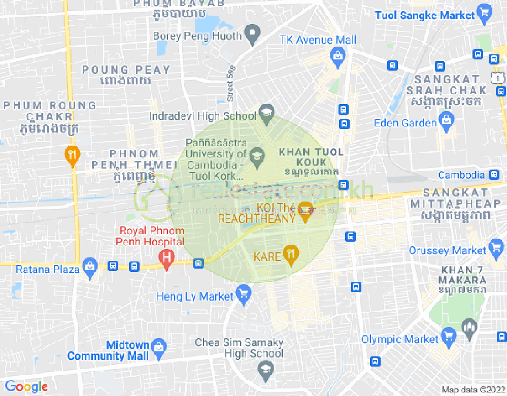 Map of Boeung Kak 2, Toul Kork, Phnom Penh