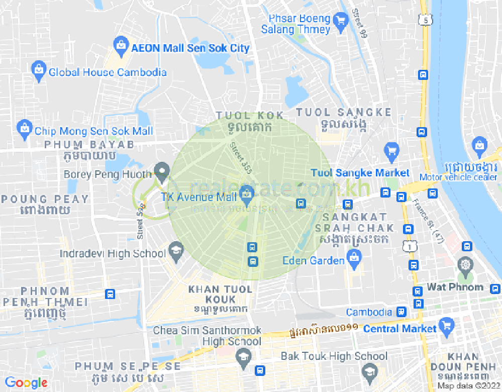 แผนที่ PROPERTIES  DABEST, บึงกัก 2, ตuolโกก, พนมเปญ