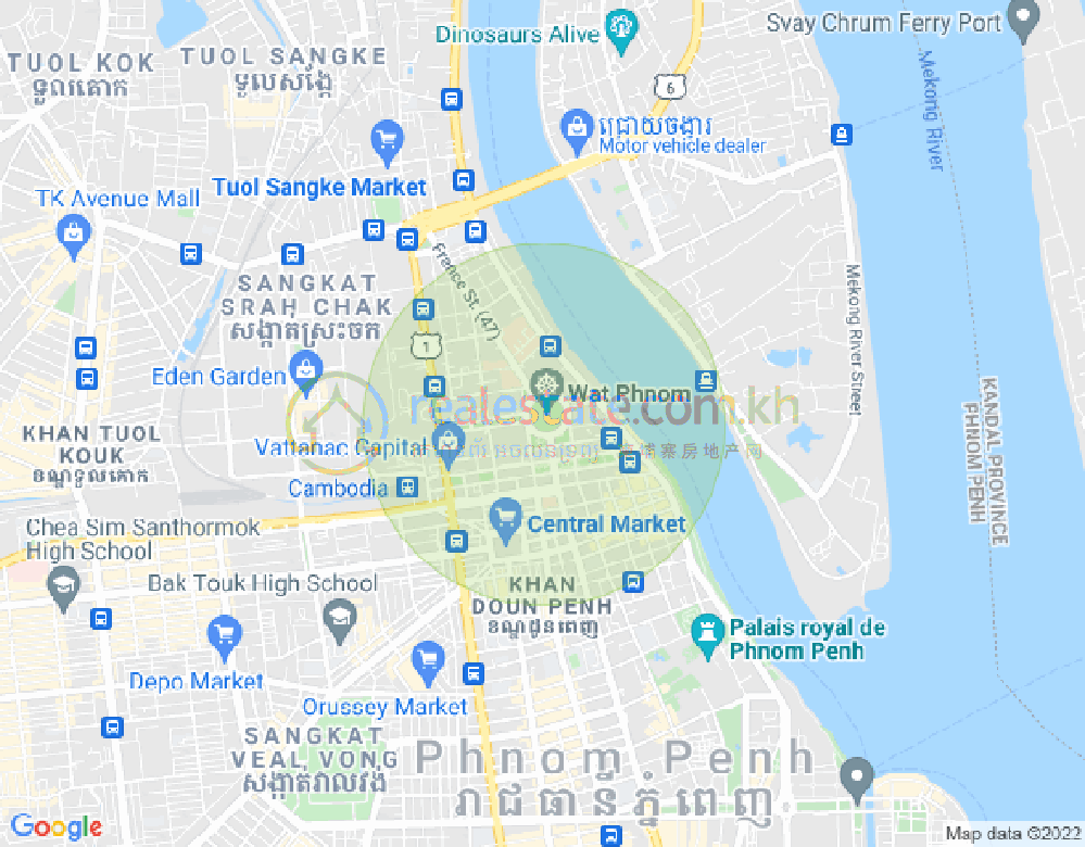 DABEST PROPERTIES, ブン・カック1, トゥールコーク, プノンペンの地図