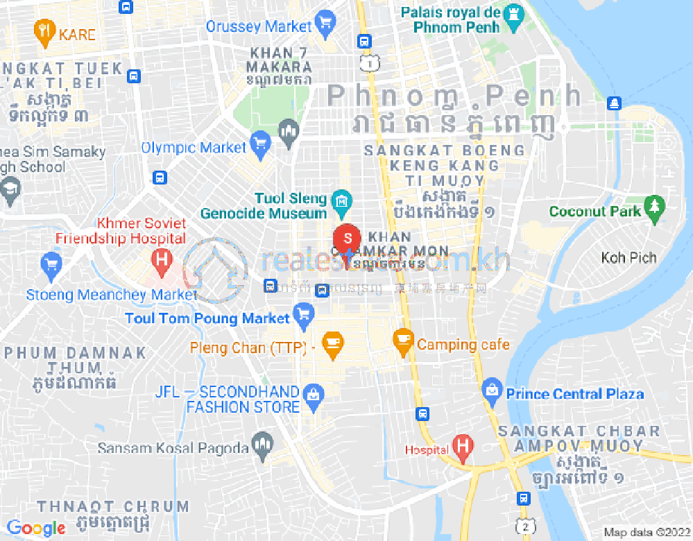 万景岗3分区（BKK3), 波哥堪, 金边地图