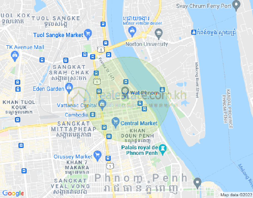 Карта PROPERTIES DABEST, Тонле Бассак, Чамкармон, Пномпень