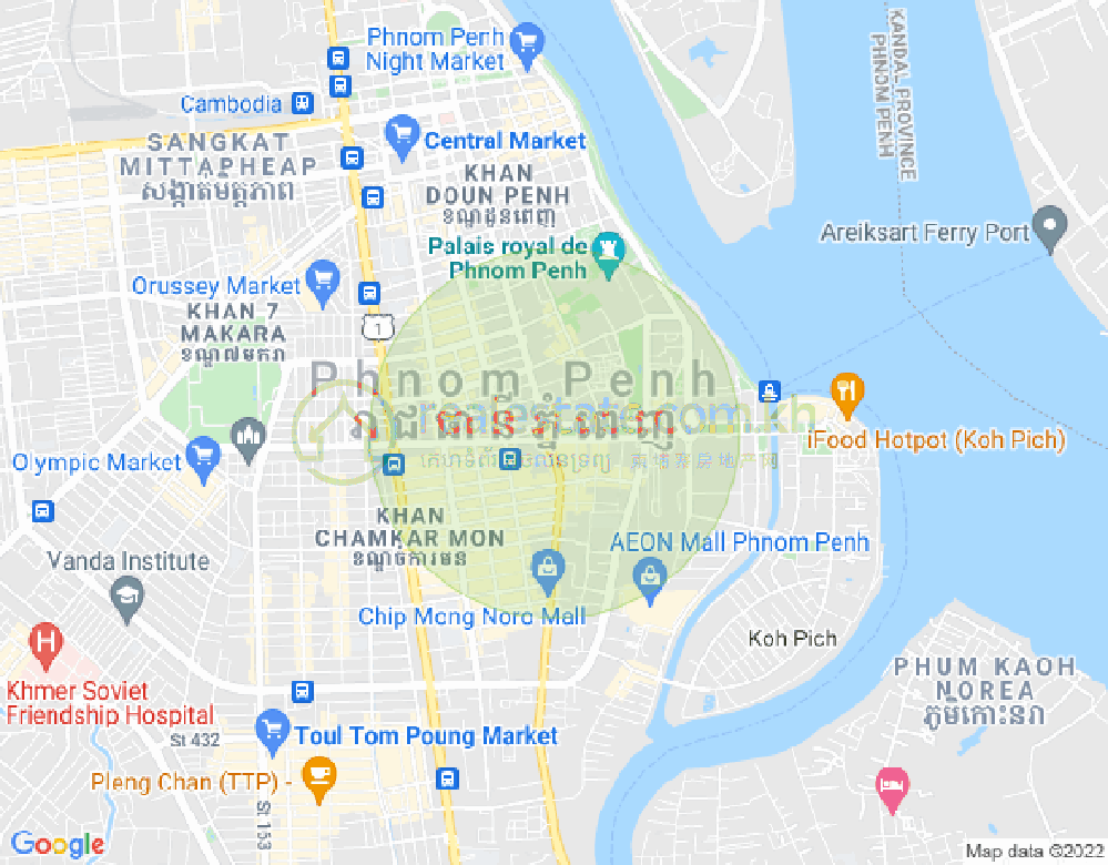 แผนที่ Dabest Properties, BKK 1, บึงเกงกอง, พนมเปญ
