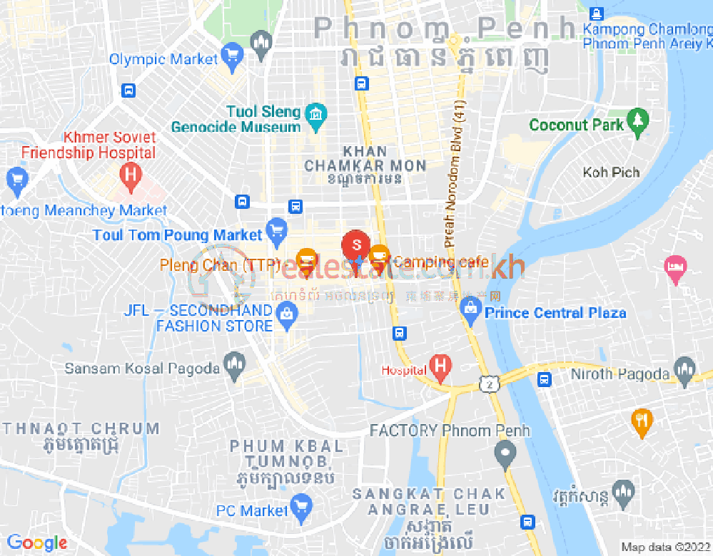 ボエントラベク, チャムカモン, プノンペンの地図