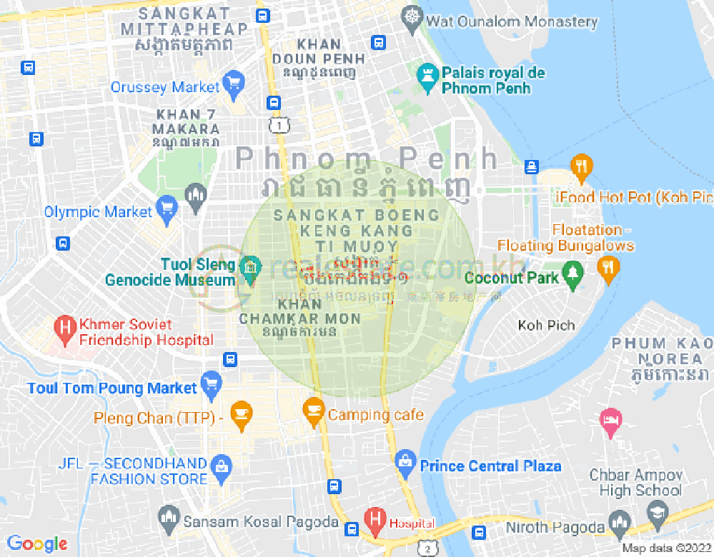 万景岗1分区（BKK1), 波哥堪, 金边地图
