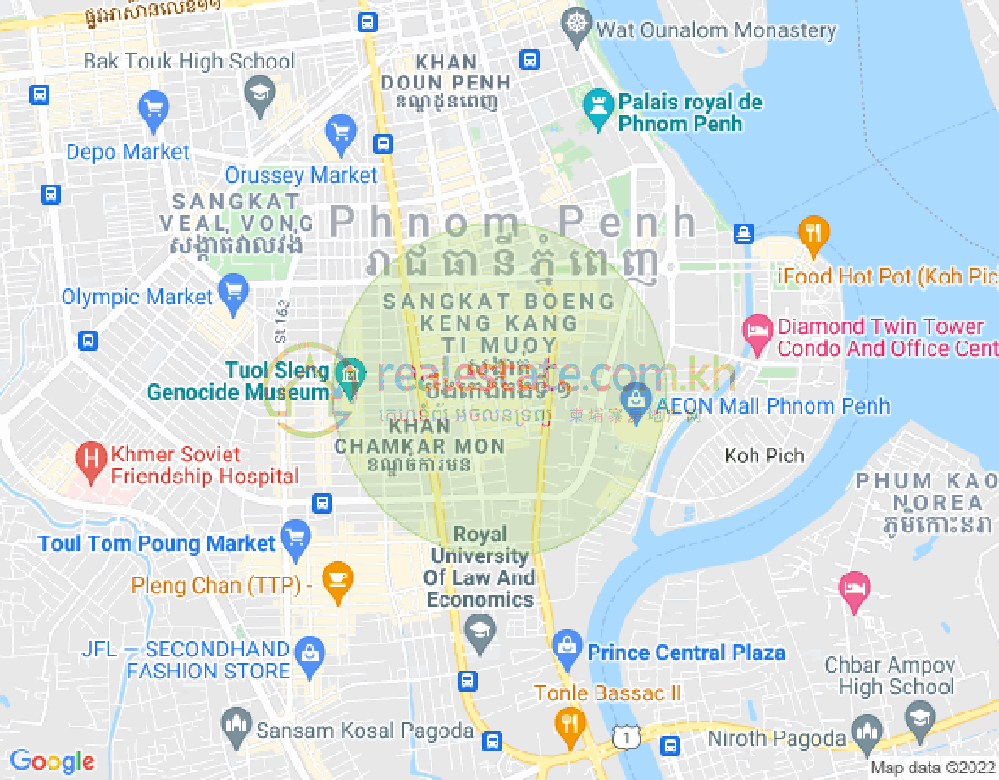 万景岗1分区（BKK1), 波哥堪, 金边地图