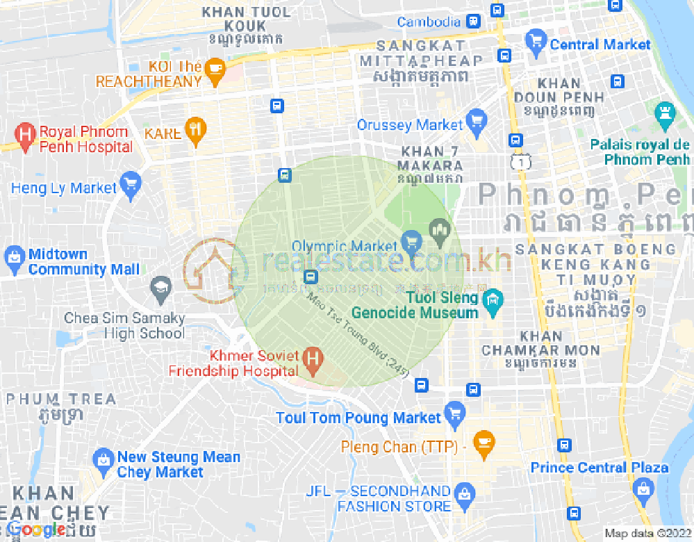 万景岗1分区（BKK1), 波哥堪, 金边地图