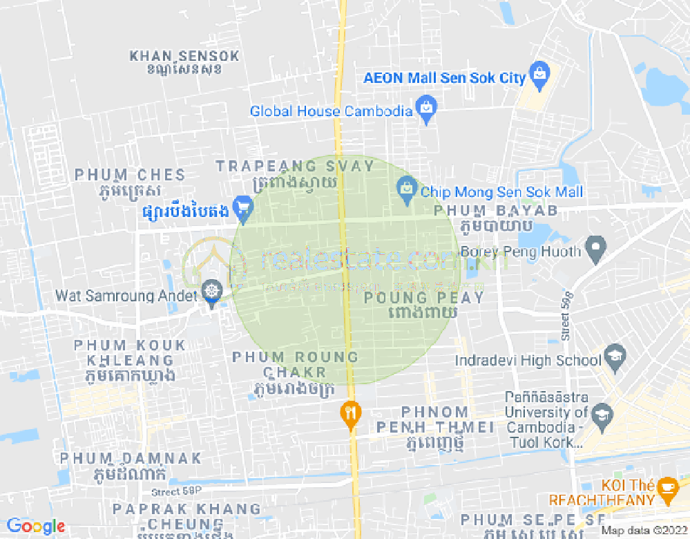 Mapa: Khmuonh, Sen Sok, Phnom Penh
