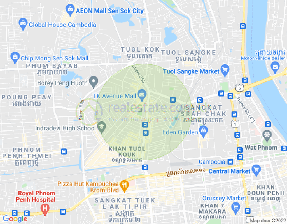 ブン・カック1, トゥールコーク, プノンペンの地図