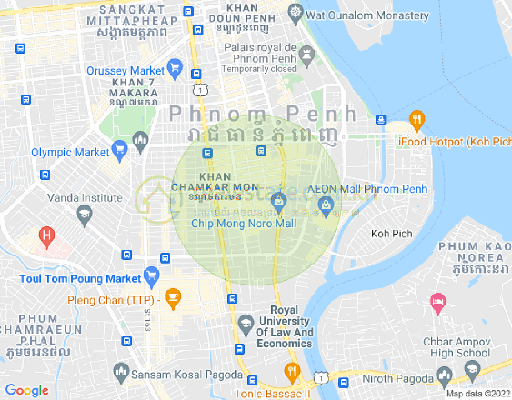 万景岗1分区（BKK1), 波哥堪, 金边地图