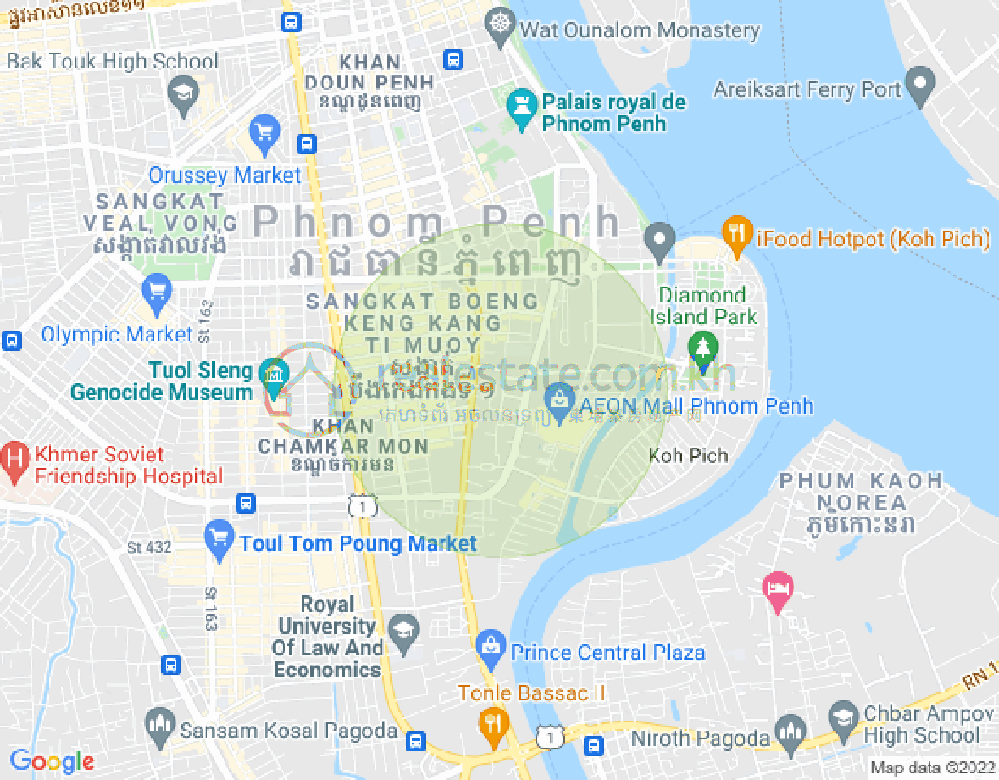 トンレバサック, チャムカモン, プノンペンの地図