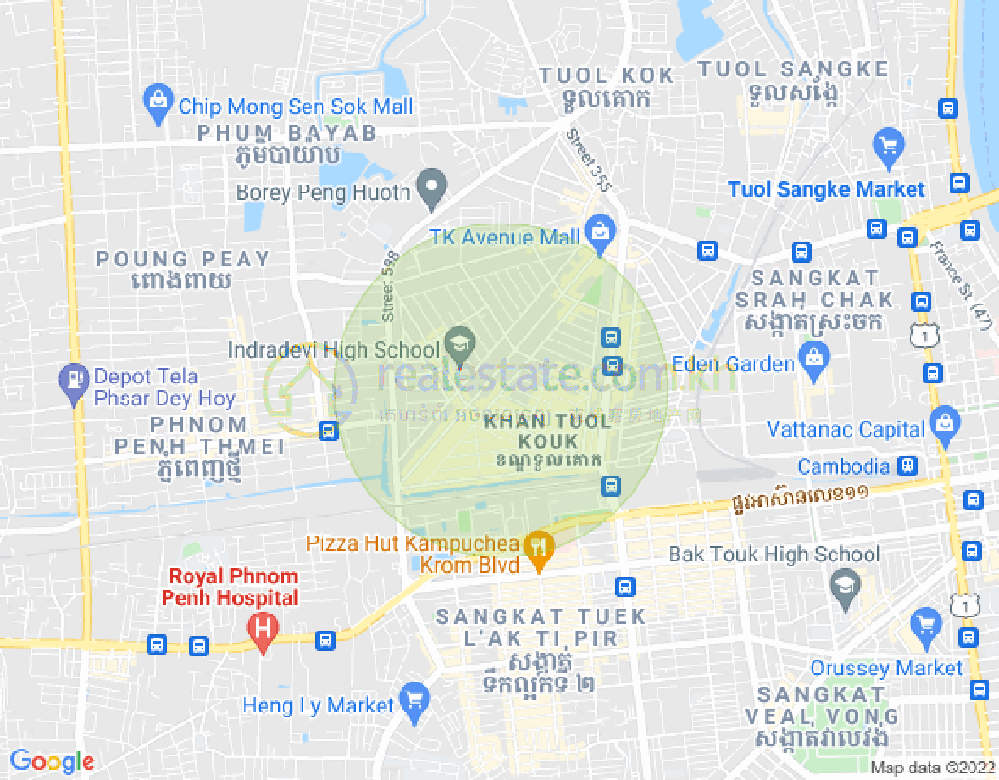 Mapa: Boeung Kak 2, Toul Kork, Phnom Penh