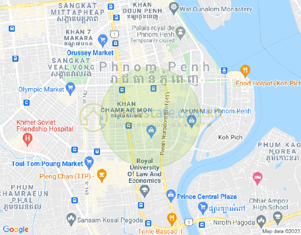 Mapa: BKK 1, Boeng Keng Kang, Phnom Penh