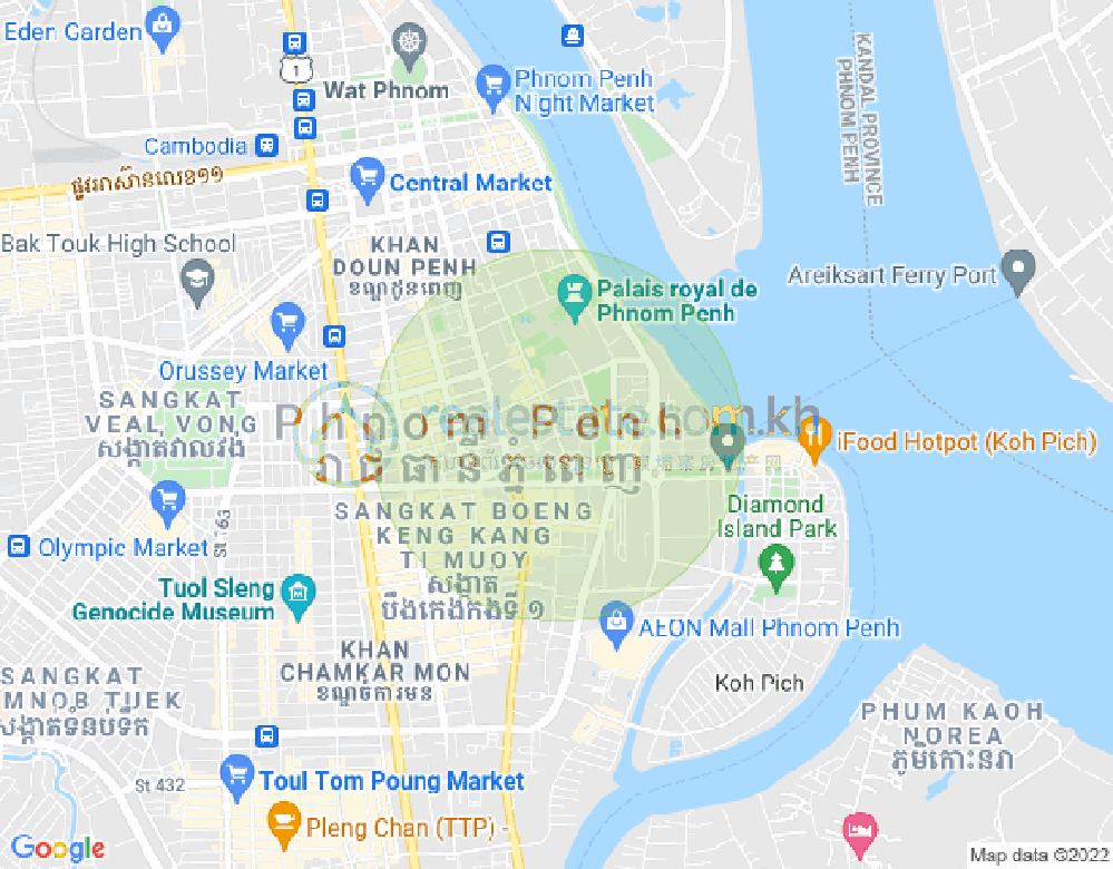 ផែនទី ចតុមុខ, ដូនពេញ, ភ្នំពេញ