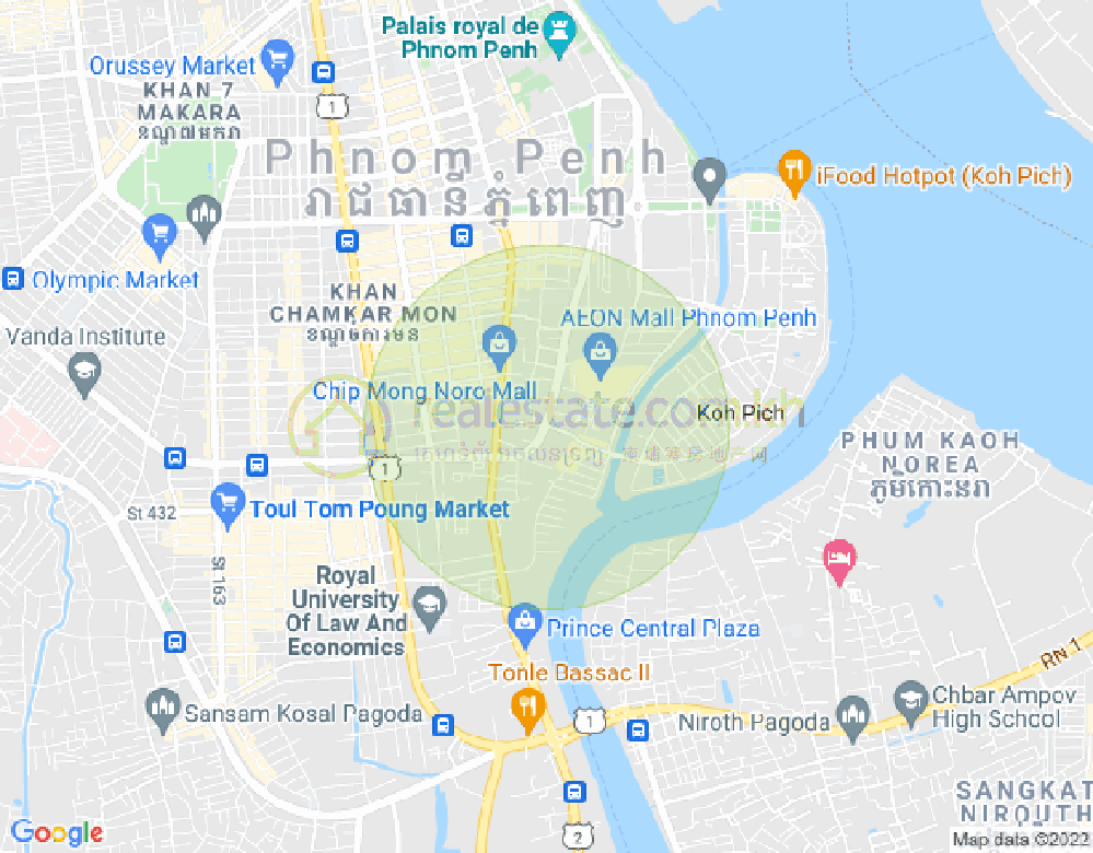 トンレバサック, チャムカモン, プノンペンの地図