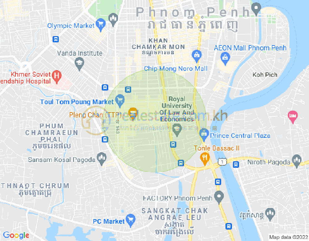Mapa: Boeung Trabek, Chamkarmon, Phnom Penh