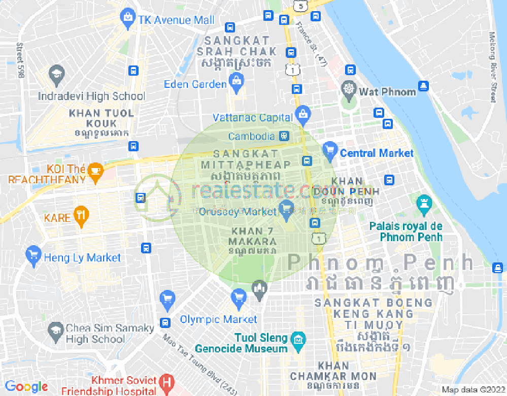 Mapa: Veal Vong, 7 Makara, Phnom Penh