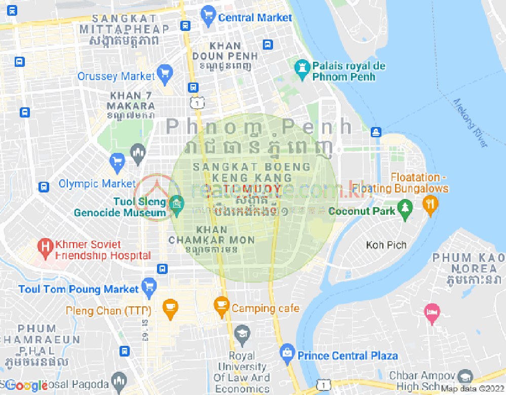BKK 1, ボンケンコン, プノンペンの地図