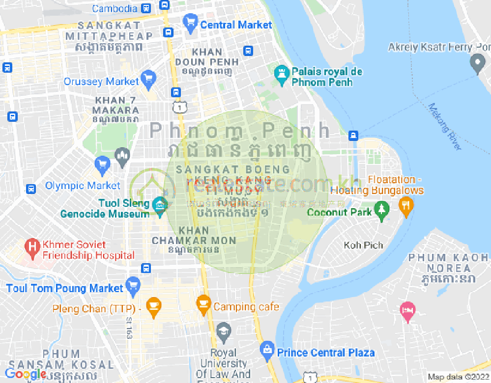 BKK 1, ボンケンコン, プノンペンの地図