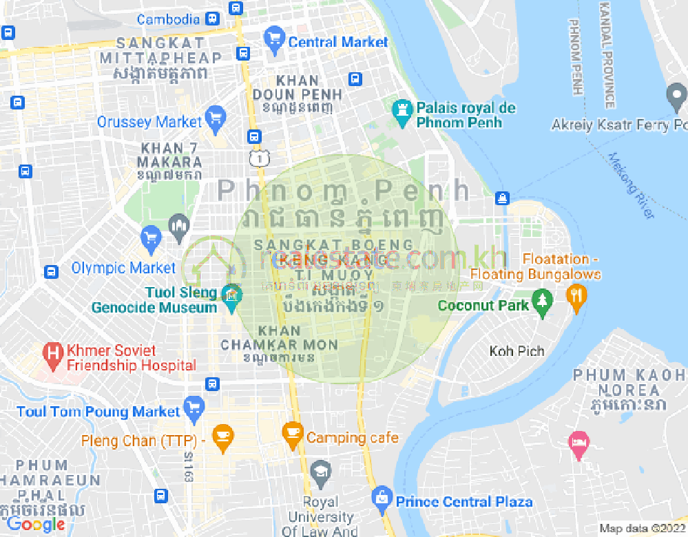 万景岗1分区（BKK1), 波哥堪, 金边地图